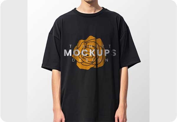 Black T-Shirt Front PSD Mockup