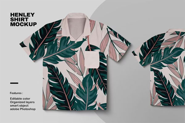 Henley Shirt Mockup 99RK8FR