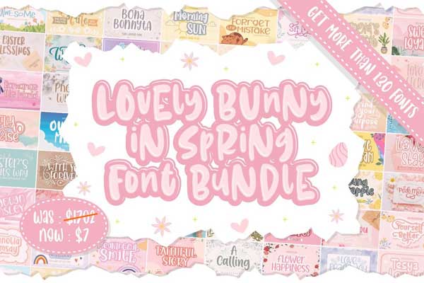 Lovely Bunny in Spring Font Bundle