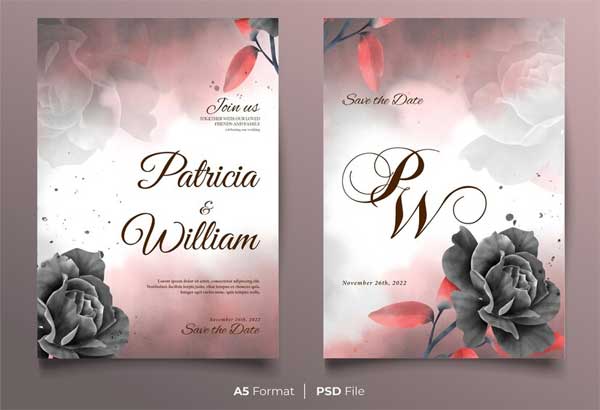 Luxury Watercolor Wedding Invitation Template