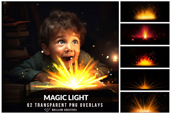 Magic Book Gift Light PNG Photo Overlay