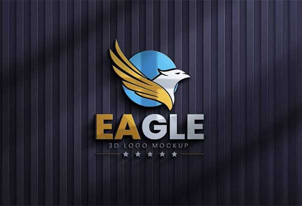 PSD Black Wall 3D Logo Mockup