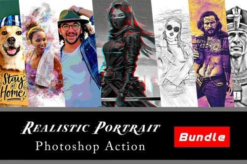Realistic Portrait Ps Action Bundle