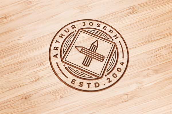 Wood Engraved PSD Logo Mockup
