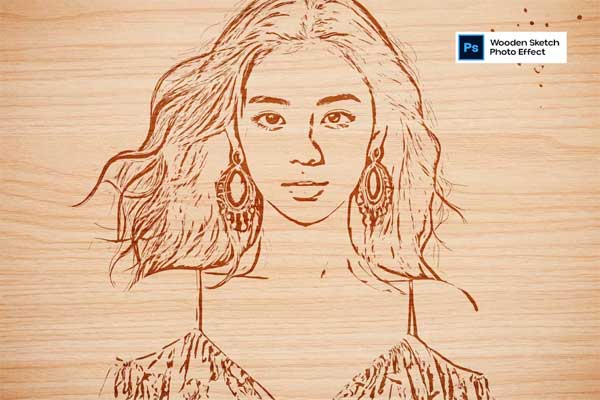Wooden Sketch Photo Effect