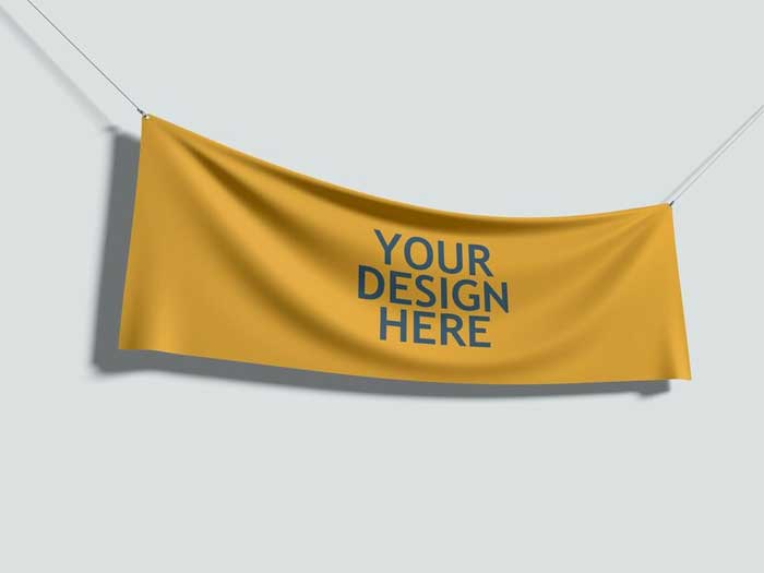 Yellow Fabric Hanging With Ropes Mockup