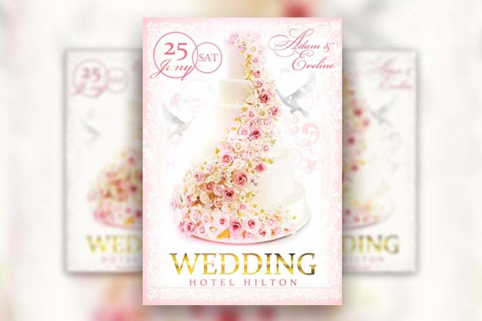 Elegant Border Floral Wedding Flyer Template