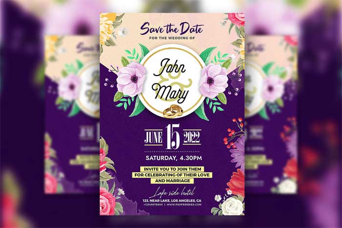 Playful Floral Wedding Invitation Card Template