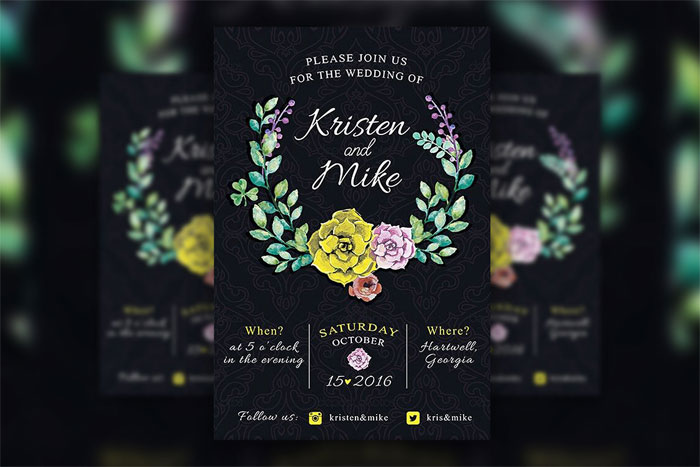 Vintage Wedding Invitation Flyer Template