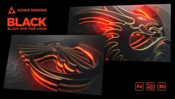 Black Epic and Fire Logo After Effects Template