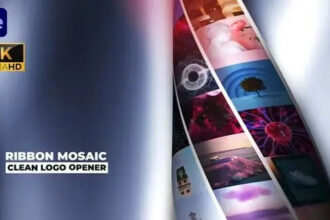 Ribbon Mosaic Photo Logo Opener After Effects Template